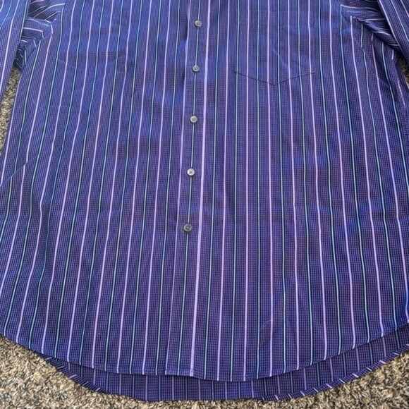 Bugatchi Extra Large Purple Striped Classic Fit Button Front Shirt - Picture 4 of 7